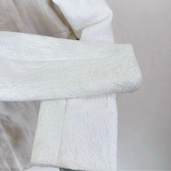 Zara Beige Linen Moto Jacket Textured Sleeve Beige White Jacket - Picture 8 of 16